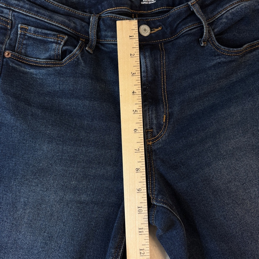 OLD NAVY Rockstar Demin Jeans Womens 12 Super Skinny Mid Rise Dark Wash - Picture 7 of 12